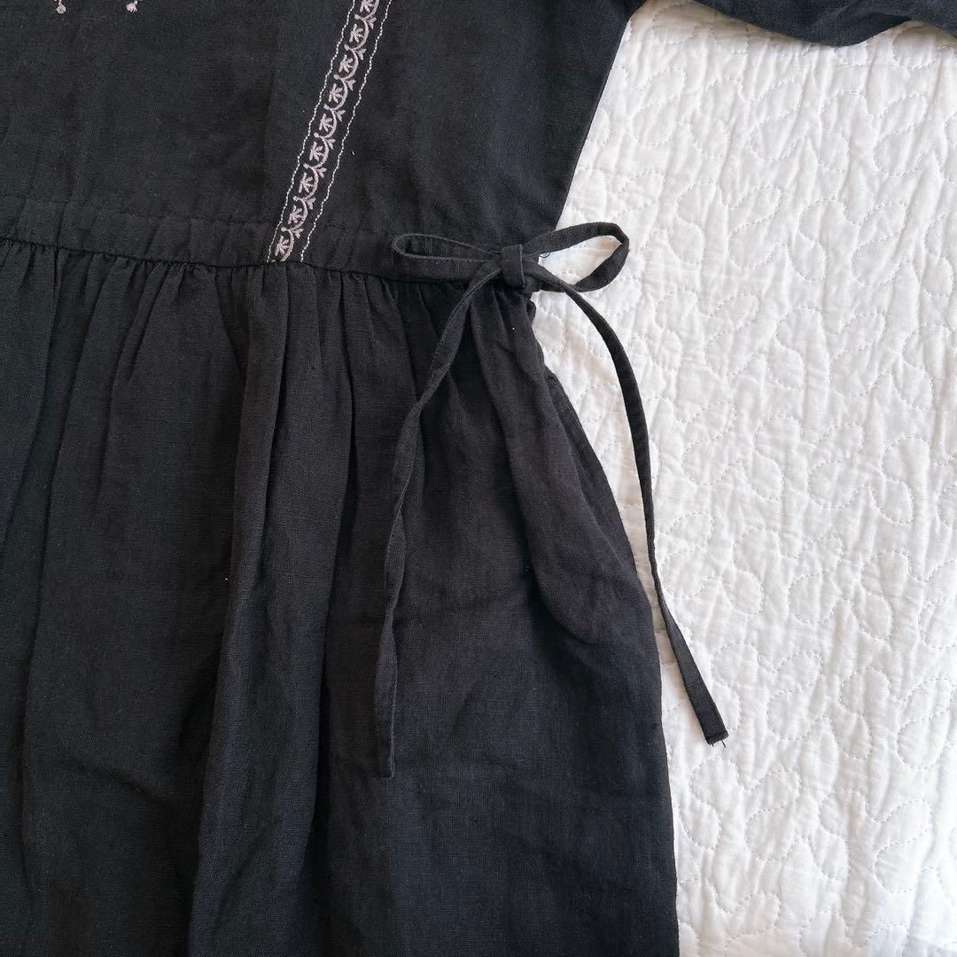 TSUHARU by Samansa Mos2 配色刺繍ワンピース リネン 綿