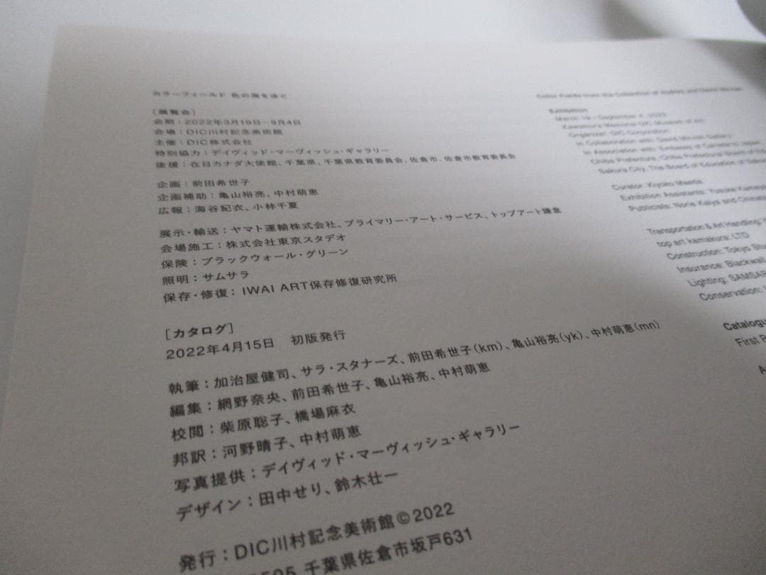 カラーフィールド 色の海を泳ぐ　川村DIC記念美術館 図録