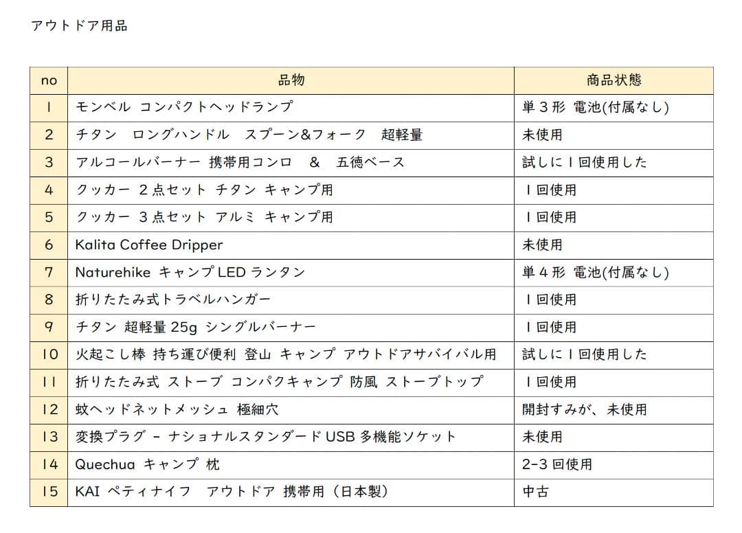 アウトドア用品【16点】＋おまけ