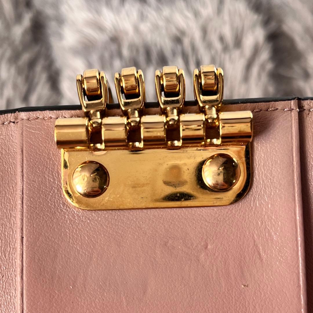 美品✨PRADA ミニフィオッコ　キーケース　4連　キーリング　バイカラー