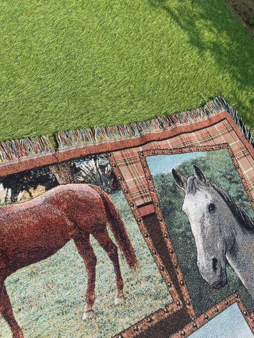 ヴィンテージ 馬柄 ブランケット タペストリー ピクニックマットラグアニマル動物