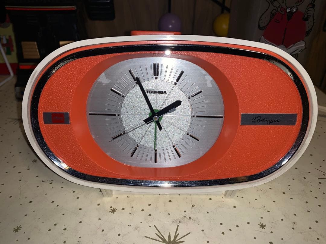 昭和レトロ　動作品　東芝　電気目覚時計　おはよう　スペースエイジ　レトロポップ