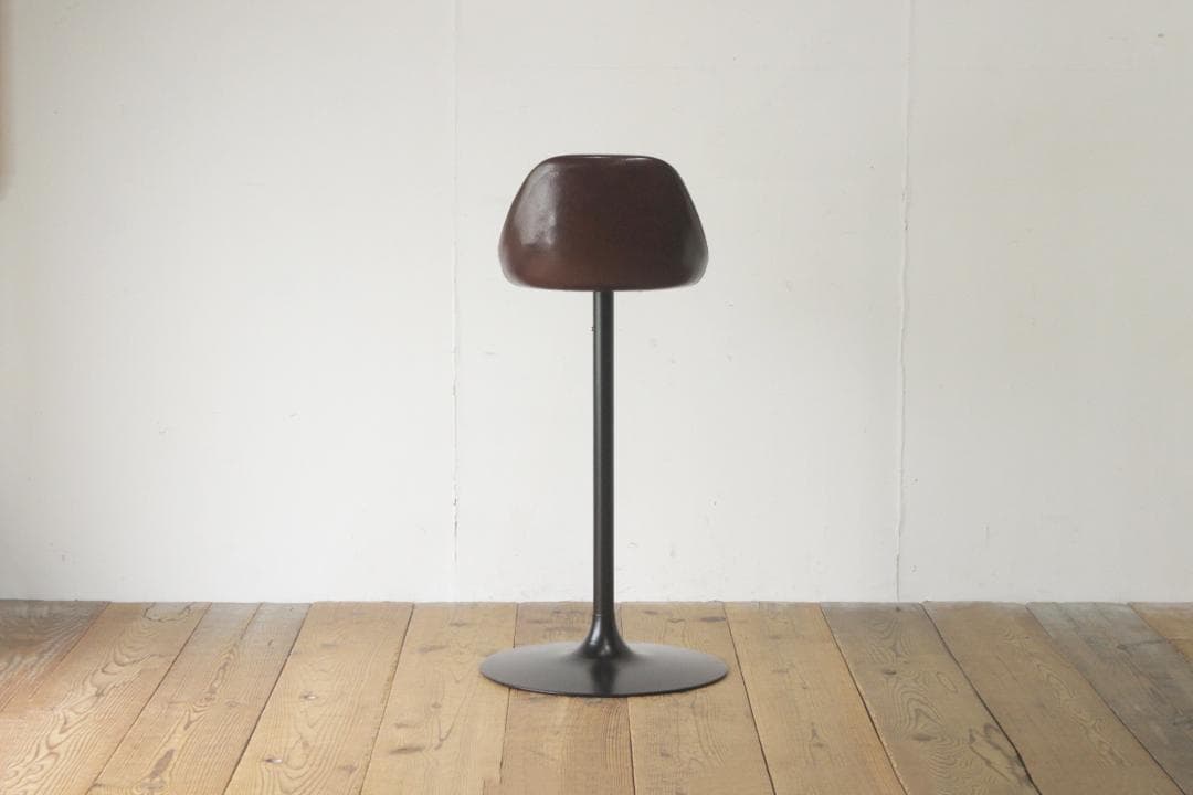 在庫2脚 レトロ カウンターチェア 回転 スタンド ダイナー 合皮 赤茶 1脚