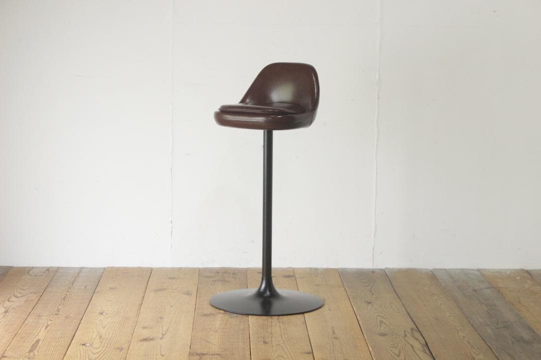 在庫2脚 レトロ カウンターチェア 回転 スタンド ダイナー 合皮 赤茶 1脚