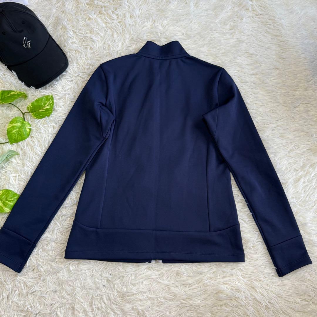 【デサントゴルフ】美品 ジップジャケット ロゴ ネイビー Mサイズ レディース