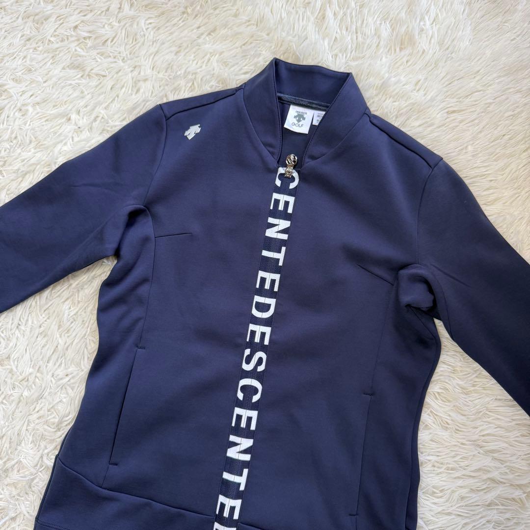 【デサントゴルフ】美品 ジップジャケット ロゴ ネイビー Mサイズ レディース