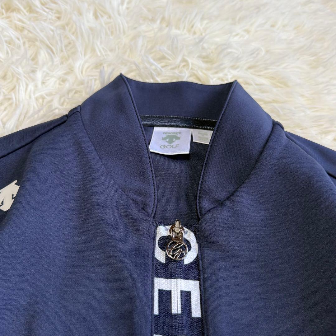 【デサントゴルフ】美品 ジップジャケット ロゴ ネイビー Mサイズ レディース