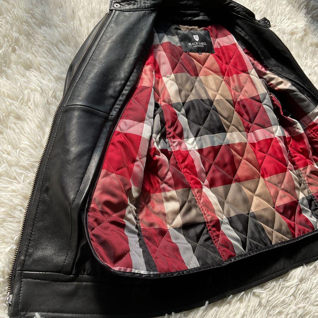 ライナー付✨ブラックレーベルクレストブリッジ　レザー　シングルライダース　M