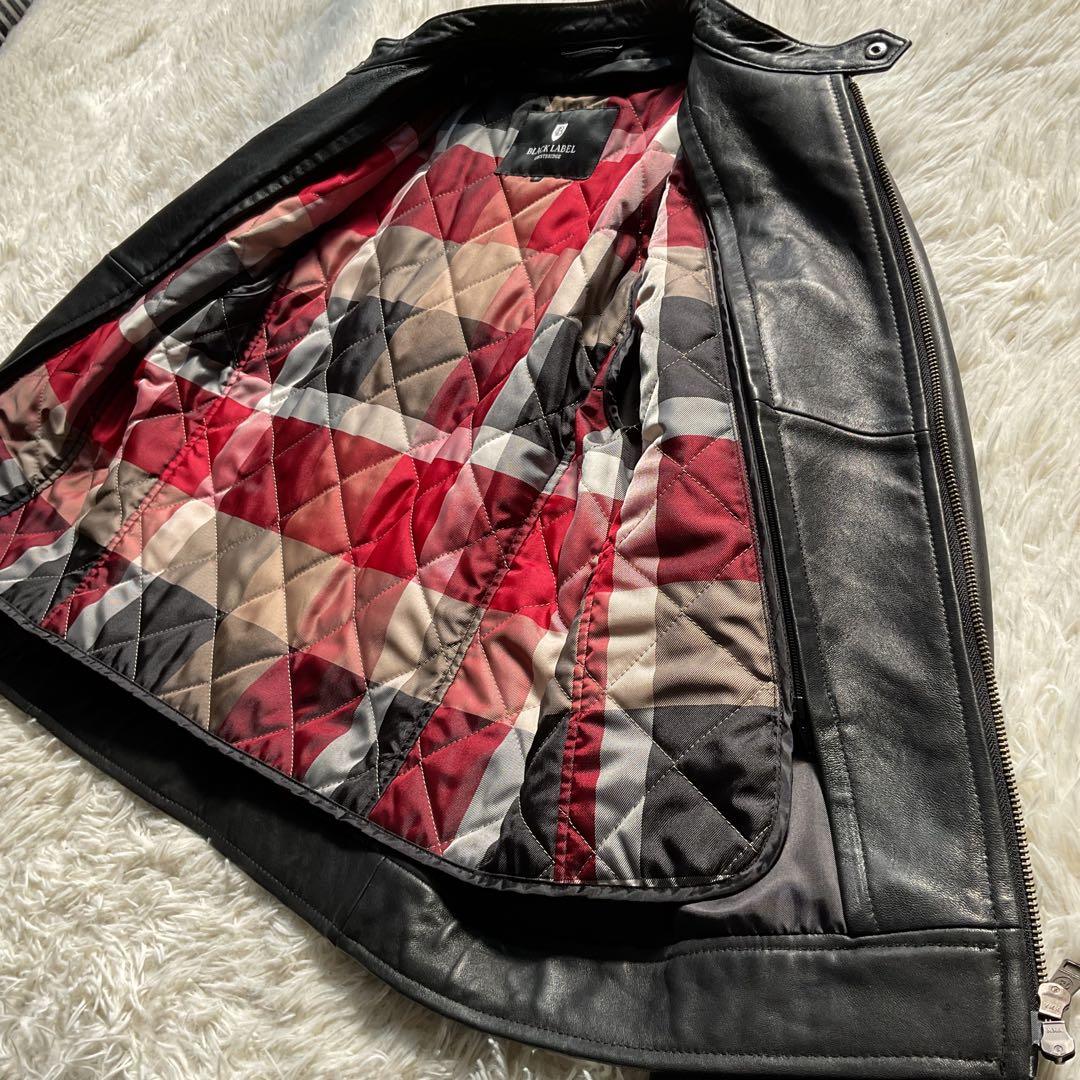 ライナー付✨ブラックレーベルクレストブリッジ　レザー　シングルライダース　M