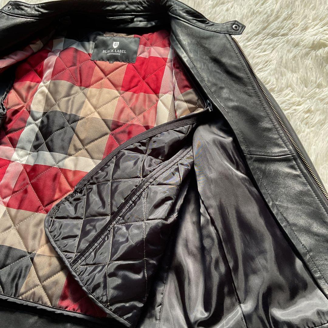 ライナー付✨ブラックレーベルクレストブリッジ　レザー　シングルライダース　M