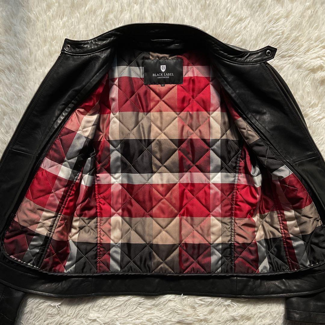 ライナー付✨ブラックレーベルクレストブリッジ　レザー　シングルライダース　M
