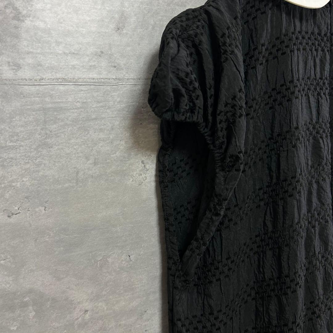 UNMINOU アンミヌ ミニカラーステッチ シャーリングドレス ワンピース