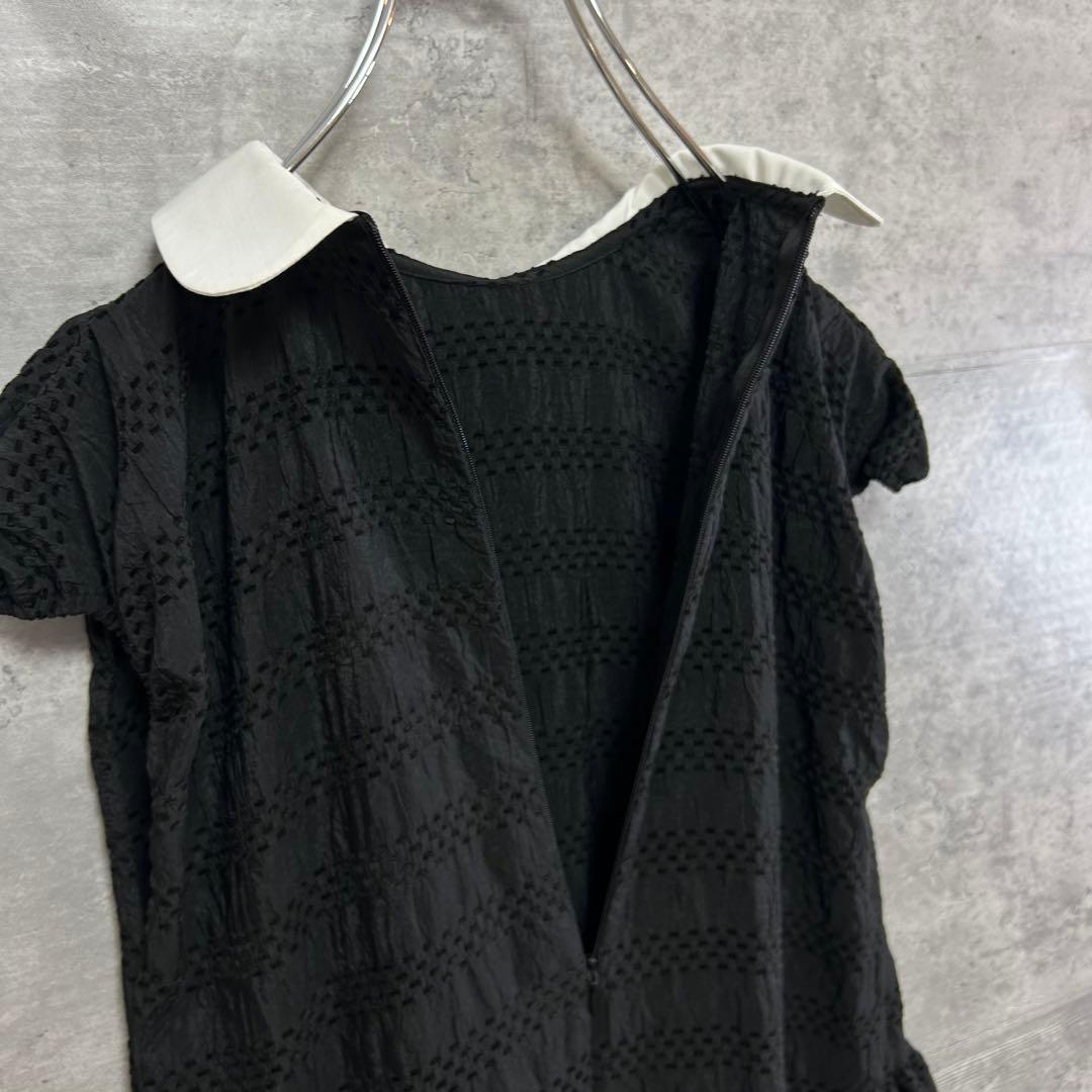 UNMINOU アンミヌ ミニカラーステッチ シャーリングドレス ワンピース