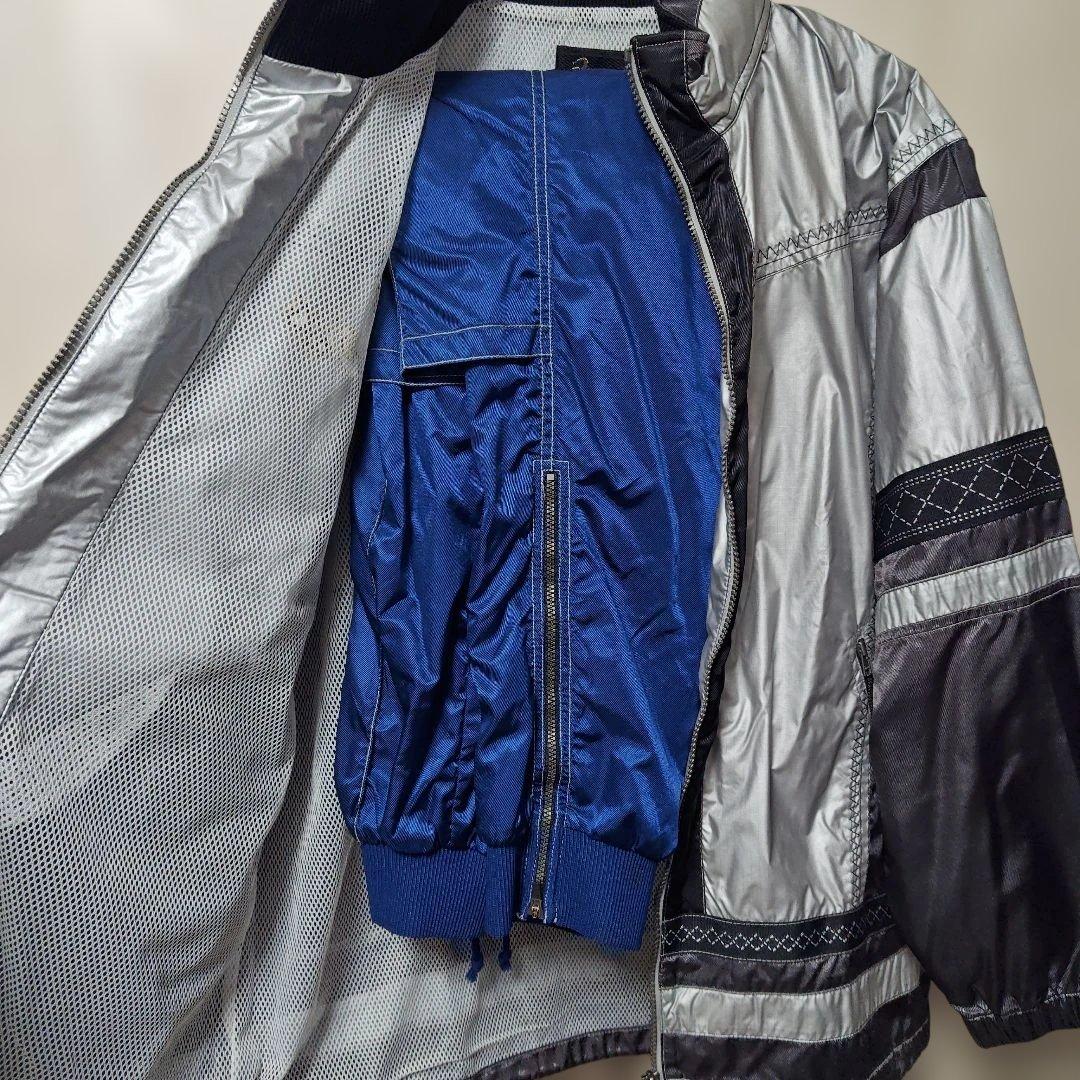 アシックスASICS　90’s 上下ウインドブレーカーセットアップ　光沢シルバー