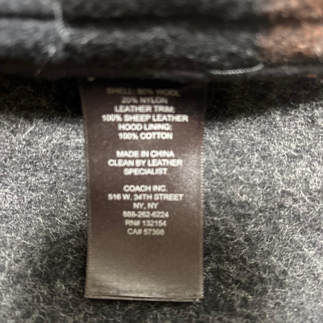 【美品】COACHブラウンチェック柄ウールポンチョ