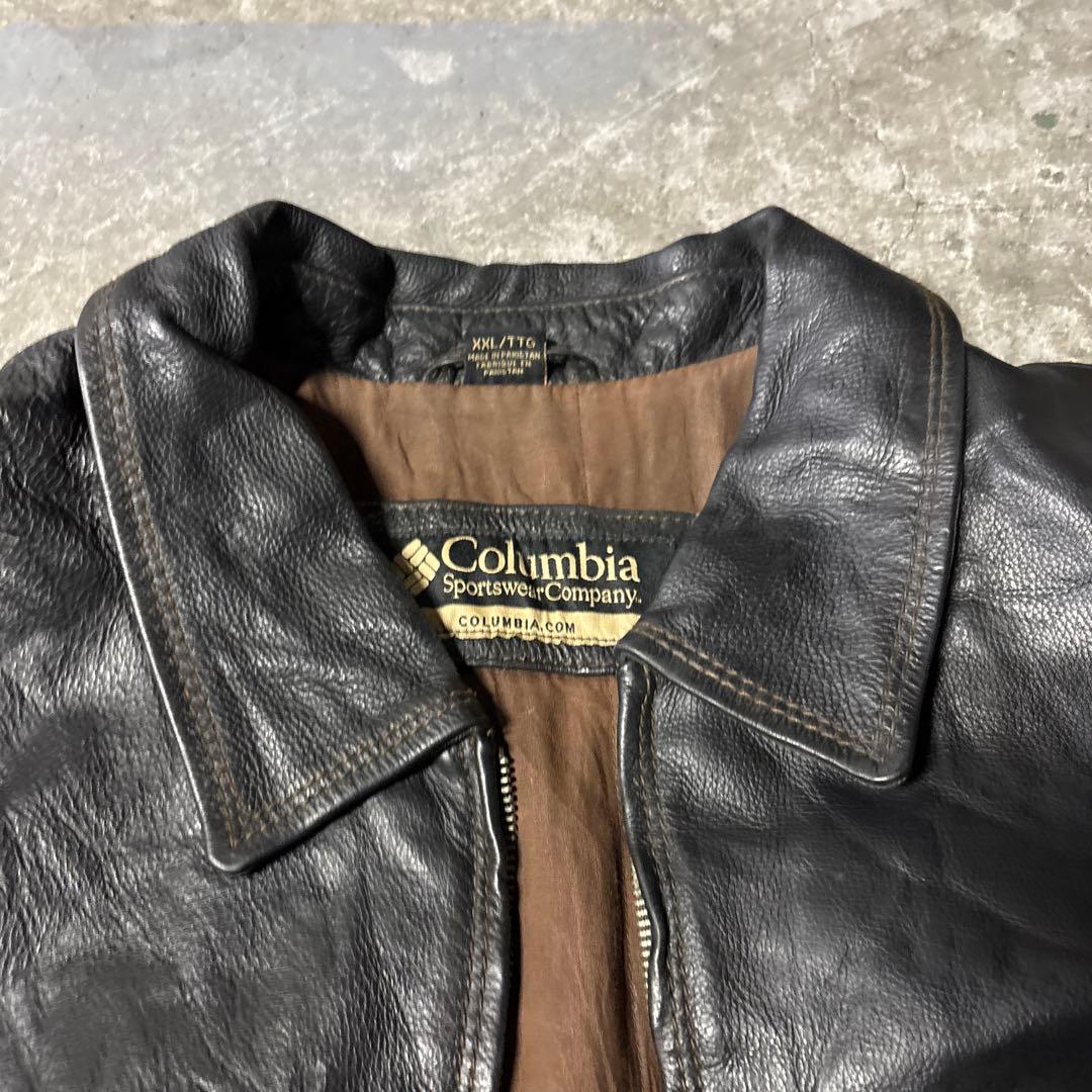 【希少】Columbia レザージャケット XXL 本革 ジップ不良あり