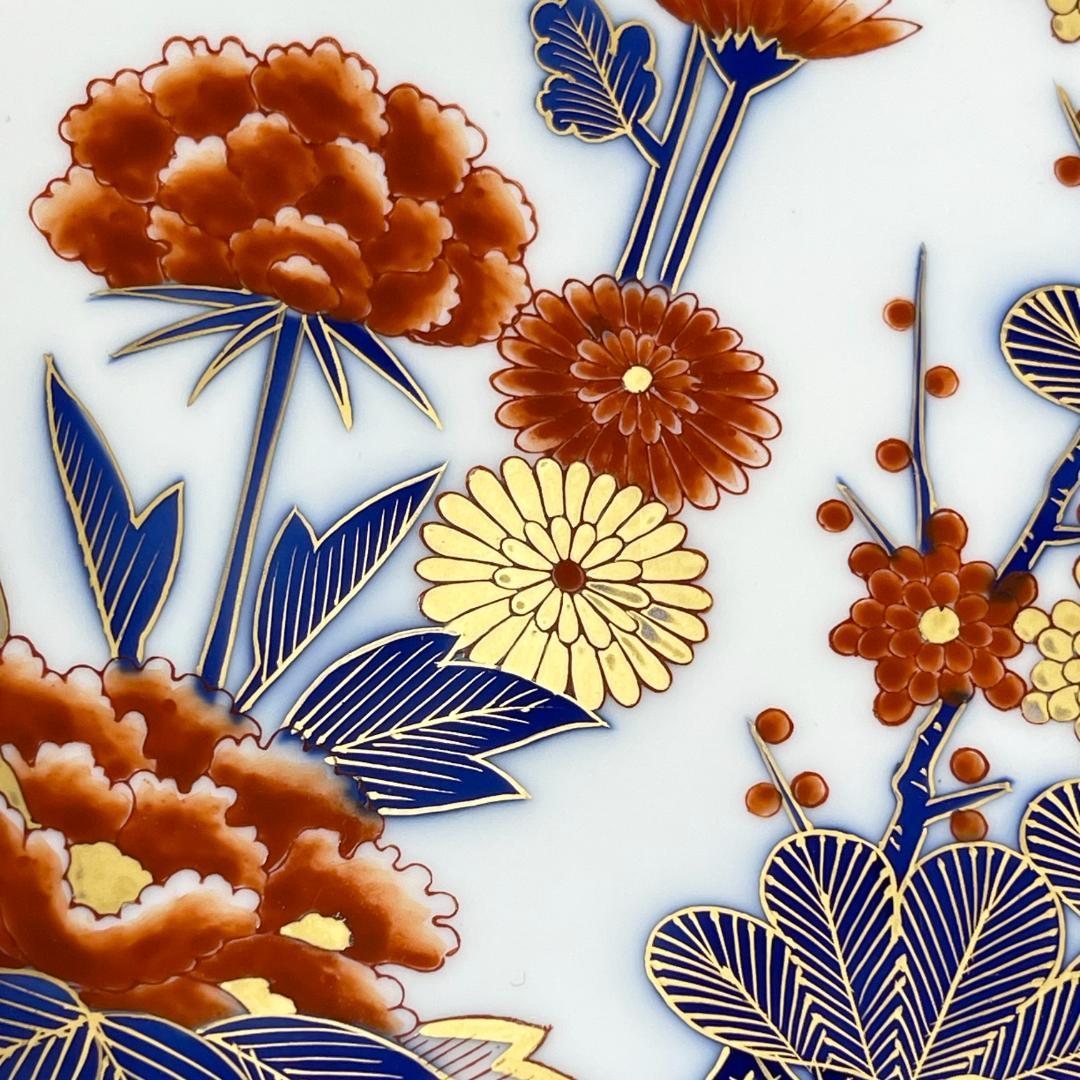 香蘭社 染錦 飾皿 梅桜松菊牡丹 大皿 金彩 共箱