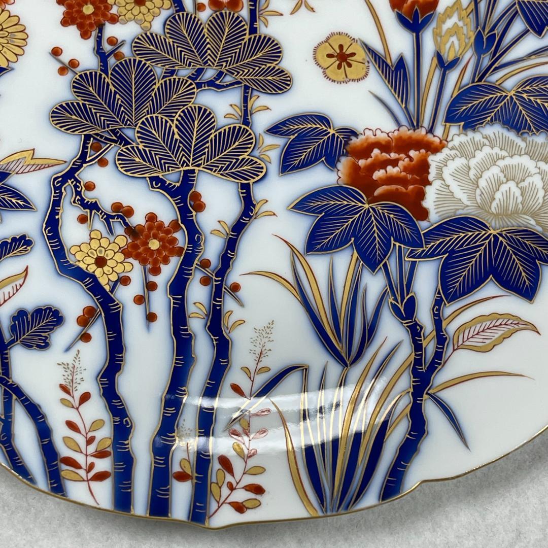 香蘭社 染錦 飾皿 梅桜松菊牡丹 大皿 金彩 共箱