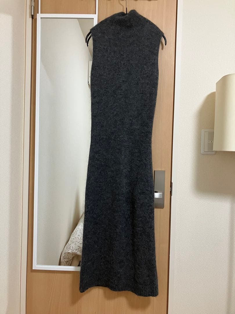 フェンディFENDIノースリーブハイネックニットワンピース36グレーtheory