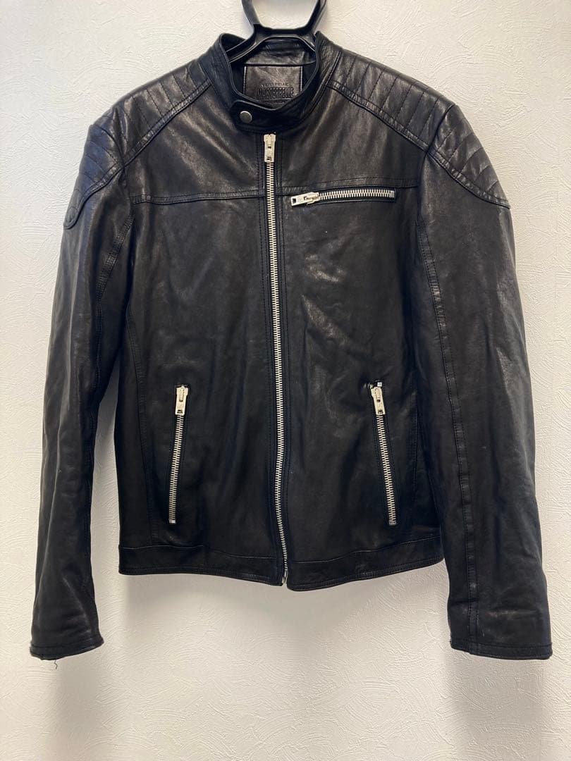 MASTERPIECE 本革ライダースジャケット 黒◇