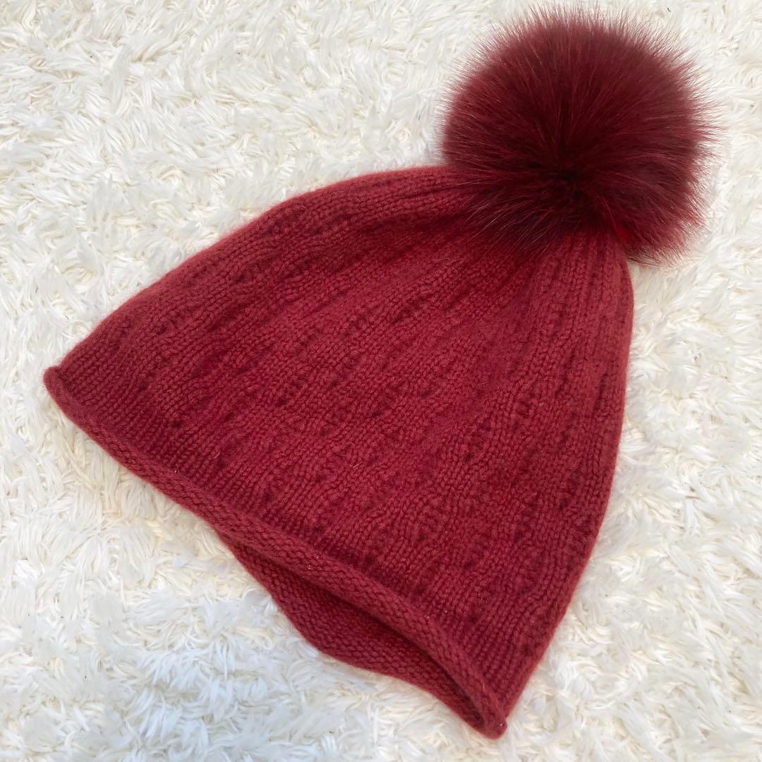 ロロピアーナ ニット帽　カシミヤ　カシミア　赤