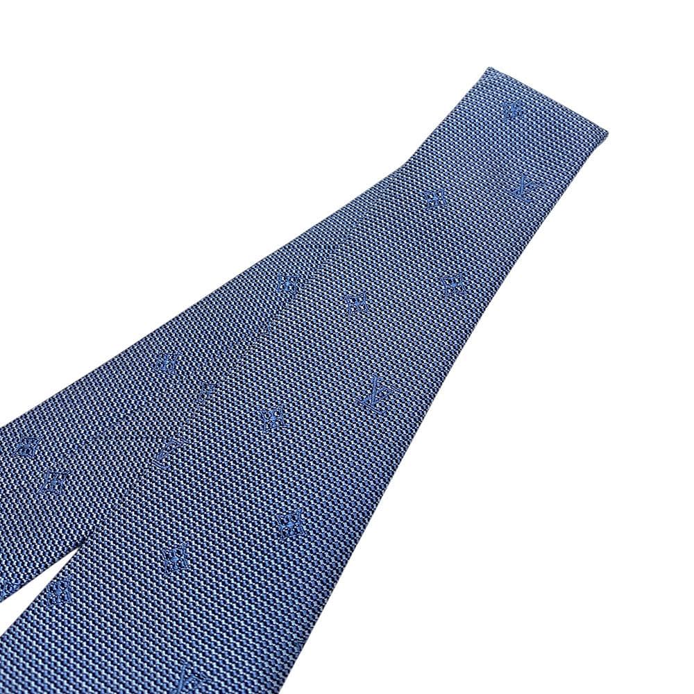 【極美品】 ルイヴィトン ネクタイ モノグラム LV ロゴ シルク ブルー