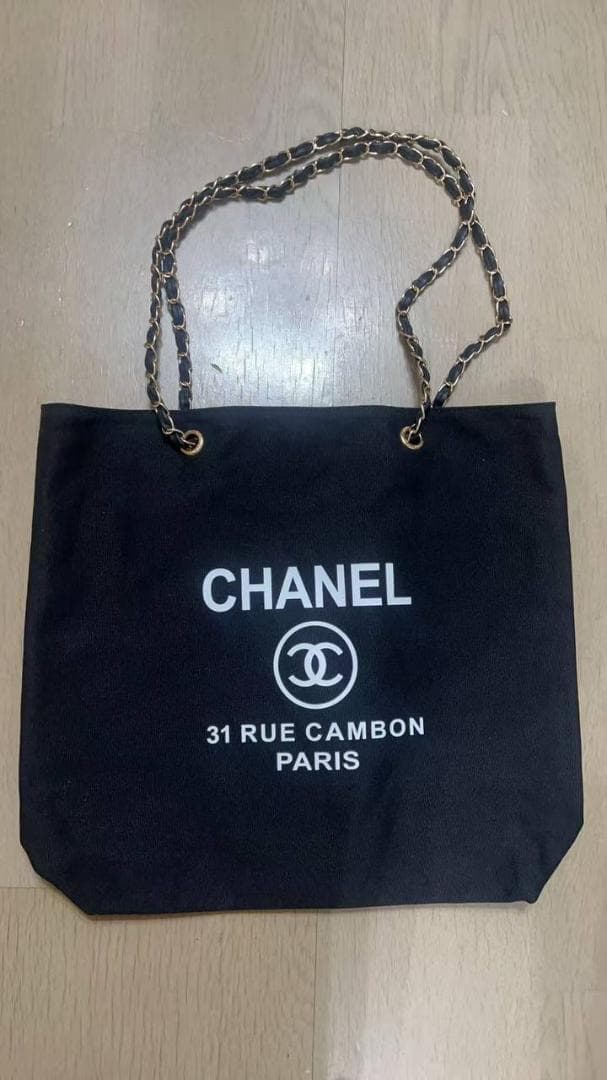 未使用　ブラック チェーン付 2way トートバッグ ブラック