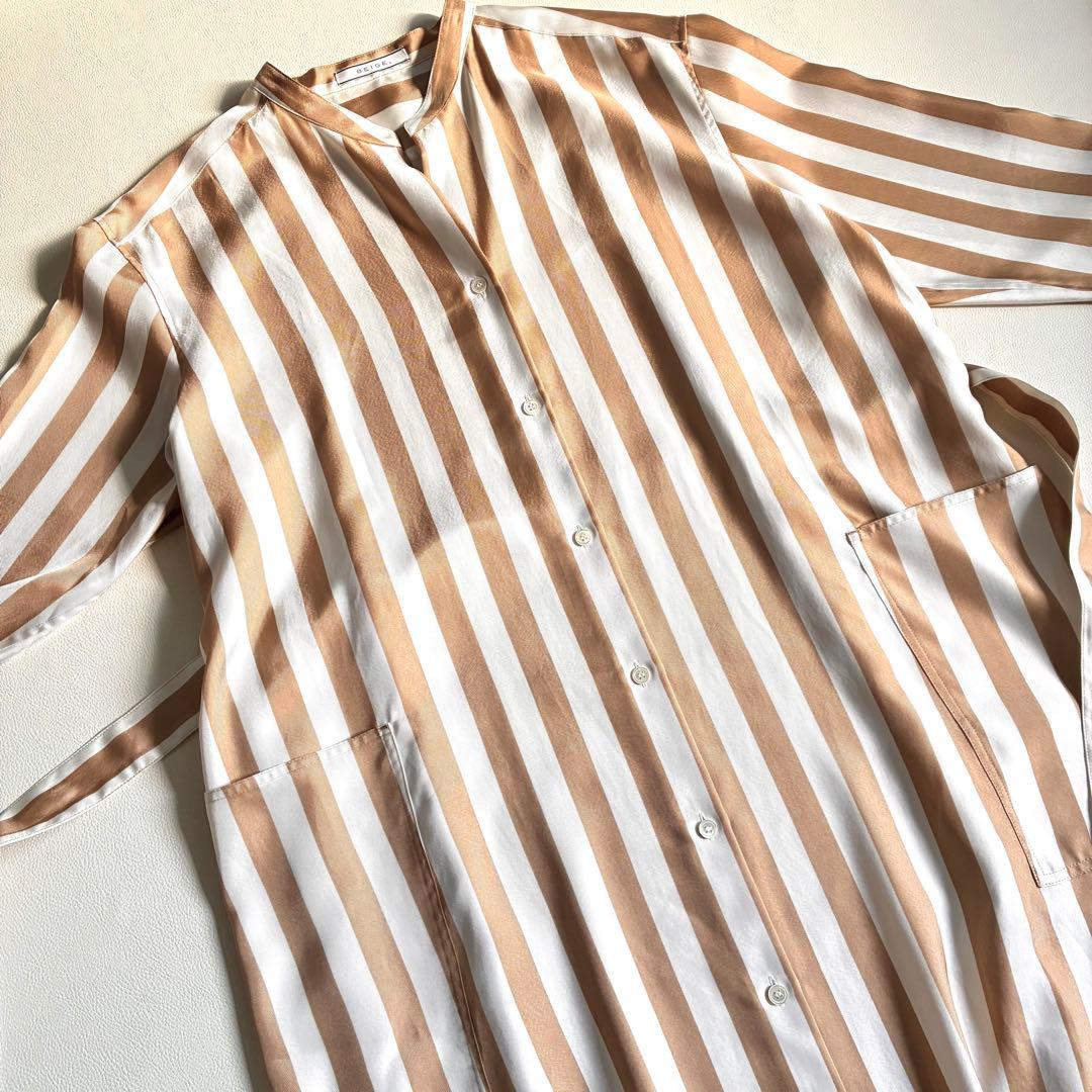 ◆美品◆BEIGE.◆5.3万◆ストライプシャツワンピース◆マキシ丈◆ L