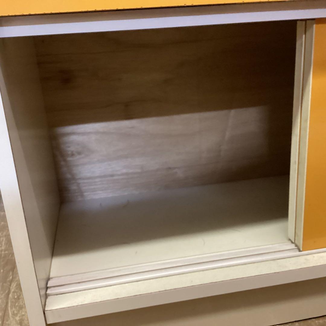 昭和レトロ 食器棚 ガラスキャビネット ガラス棚 レトロポップ オレンジ