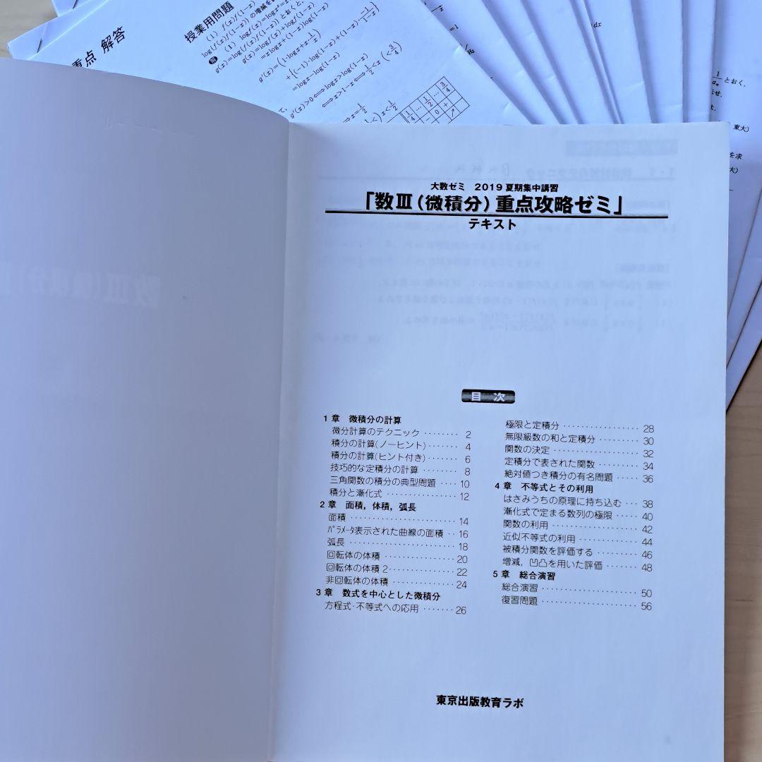 大数　数III（微積分）重点攻略ゼミ 補充プリント詳しい解答、解説有り。
