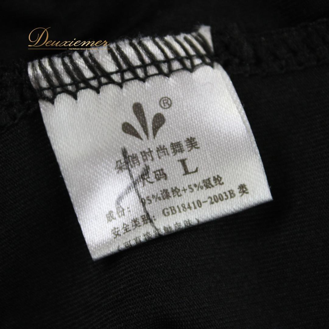 【美品 社交ダンス衣装】上下セット レッスンウェア 練習着 Lサイズ 黒 花柄