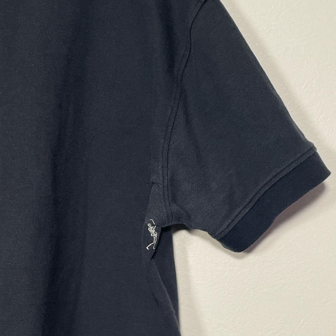 マークアンドロナ 鹿の子 スカルゴルフサイドスリットポロシャツ L 黒 日本製