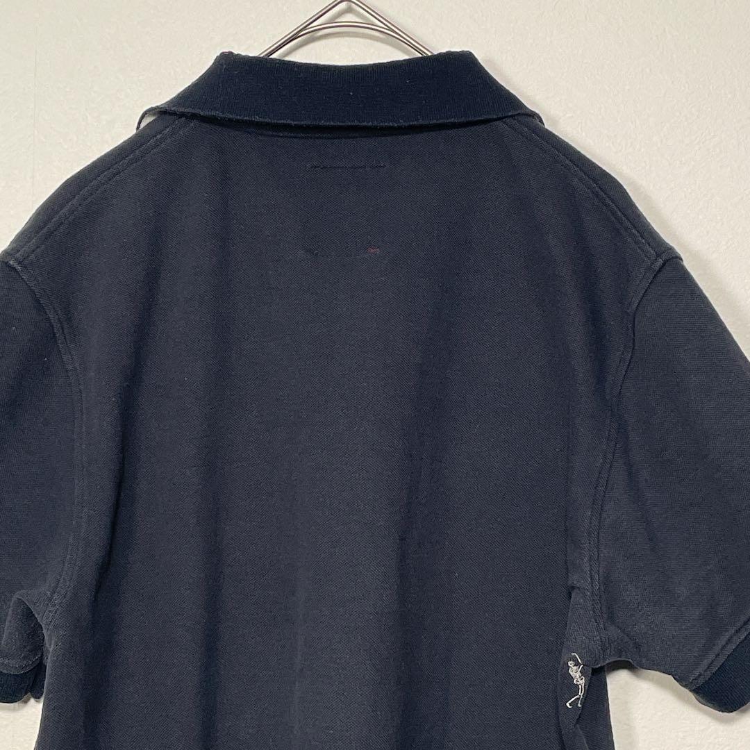 マークアンドロナ 鹿の子 スカルゴルフサイドスリットポロシャツ L 黒 日本製