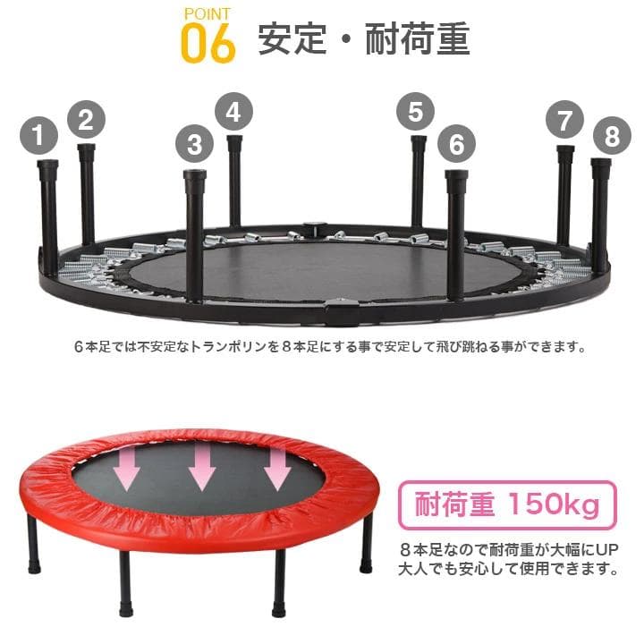 トランポリン 手すり付き クリスマス 誕生日 プレゼント 折りたたみ レッド