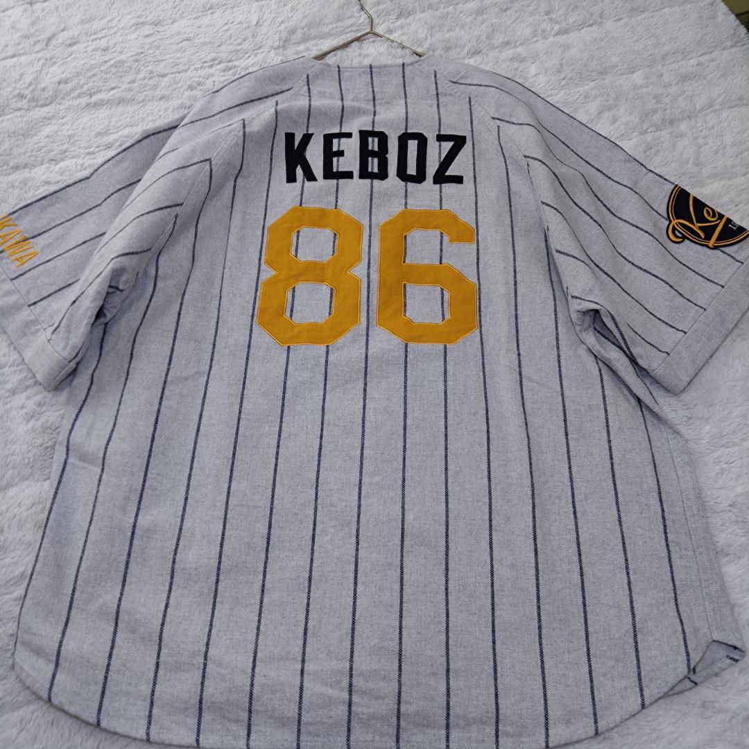 美品ケボズ、KEBOZ、L、ベースボール、ワッペン多数、しぼり紐あり