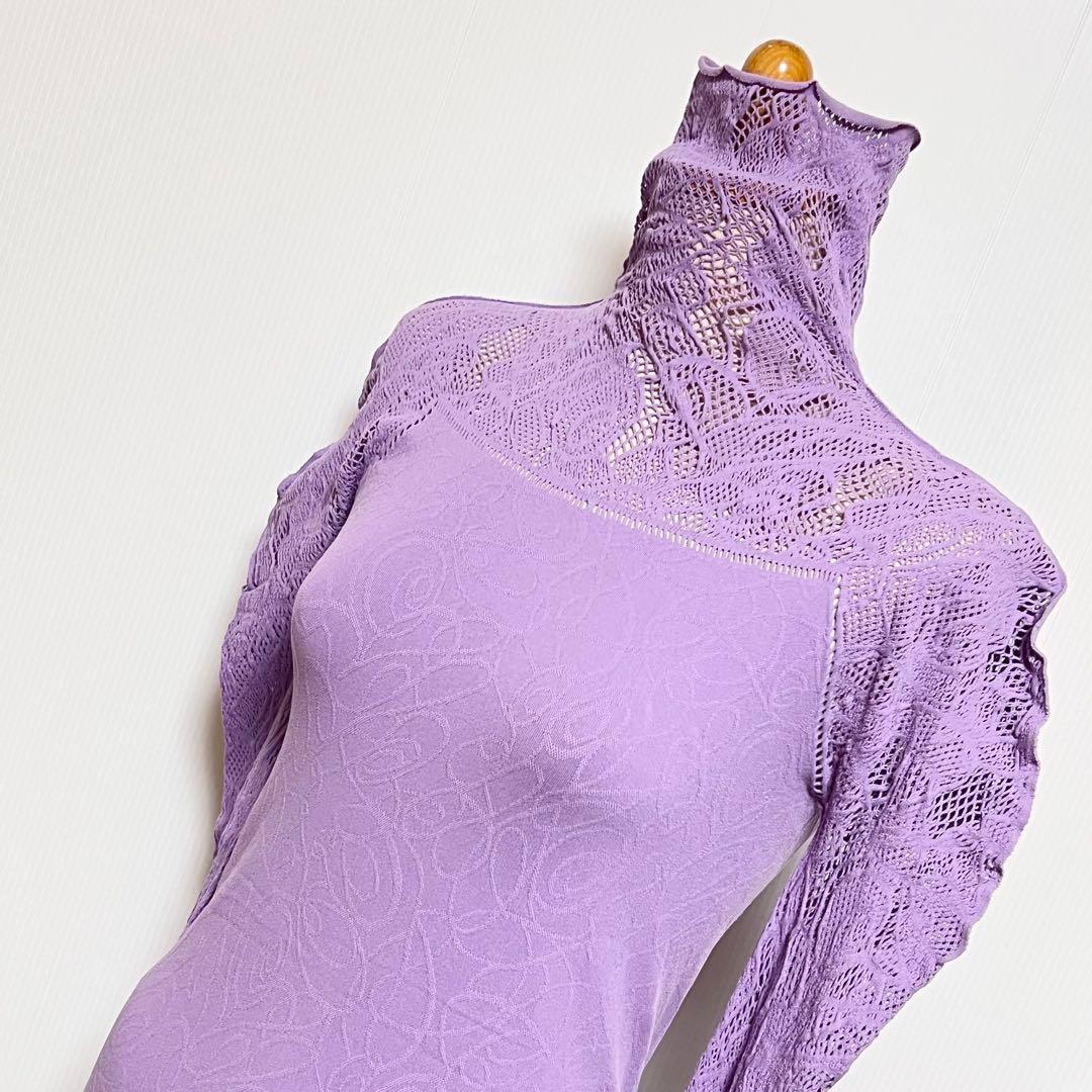 チャコット　ノーソーイングニット　　タートル　パープル　伸縮性あり