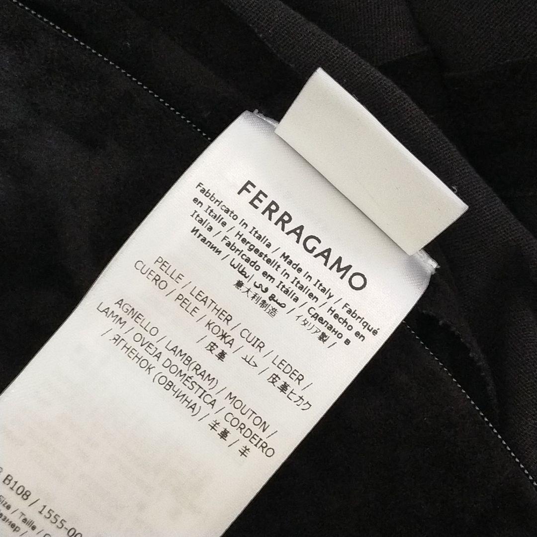 新品　フェラガモ　近年モデル　スウェードストレッチレザートップス　本革　黒　S