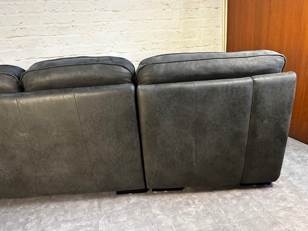 RELAX FORM レザーテックス カウチソファ チャコールブラック高級モデル