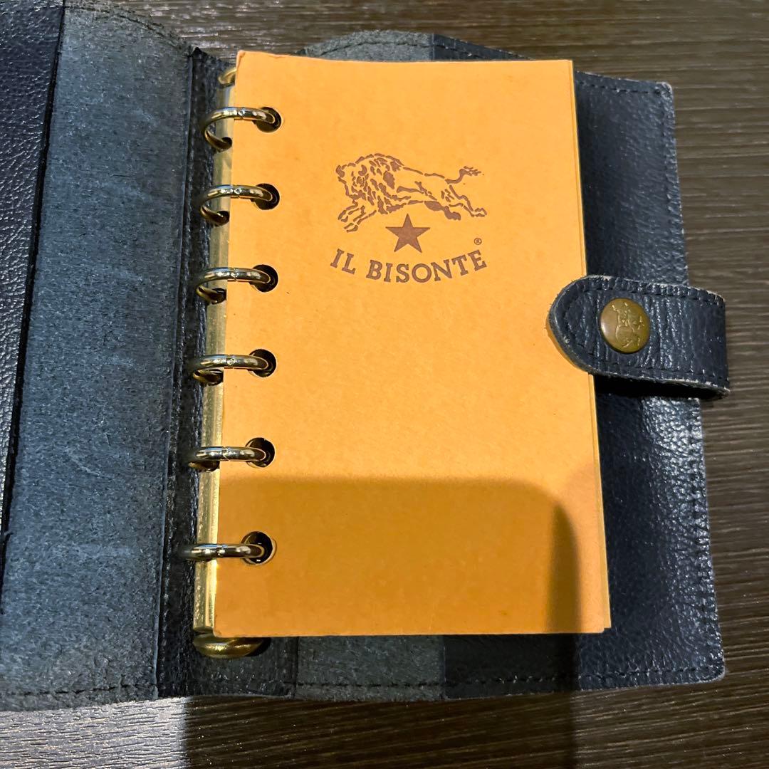 【6穴】イルビゾンテ 手帳カバー IL BISONTE ネイビー