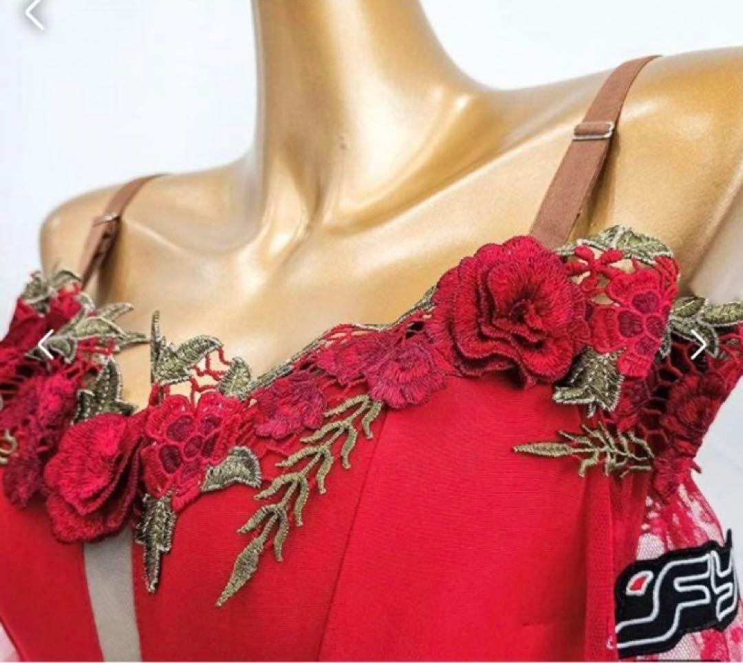 週末大幅セール❣️社交ダンスドレス 花柄 立体刺繍