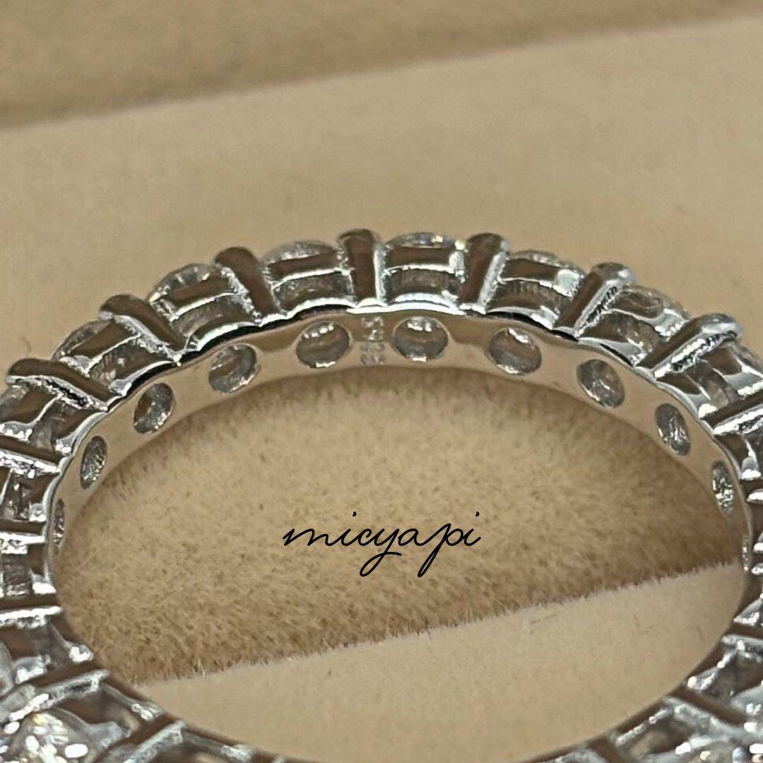 モアサナイト フルエタニティリング 3mm 人工ダイヤモンド【約9号】