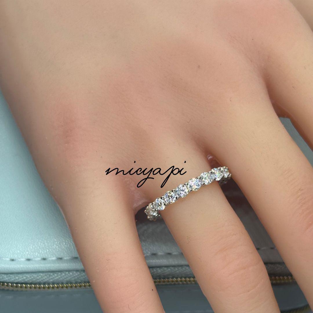 モアサナイト フルエタニティリング 3mm 人工ダイヤモンド【約9号】