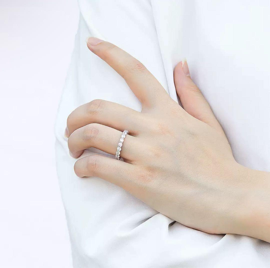 モアサナイト フルエタニティリング 3mm 人工ダイヤモンド【約9号】