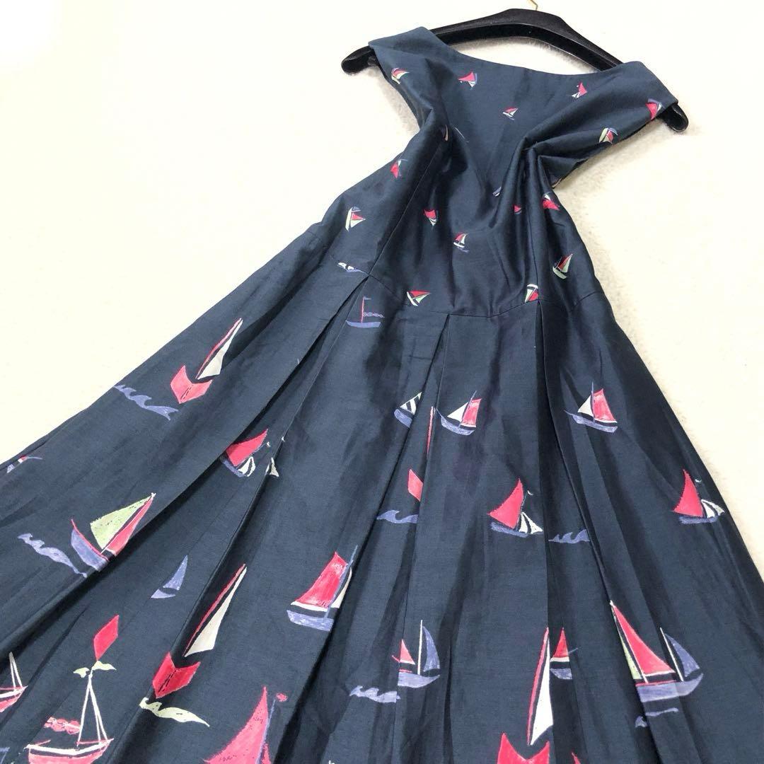 極美品　ローラアシュレイ　ロングワンピース　ヨット✨　綿100%　さらさら質感✨