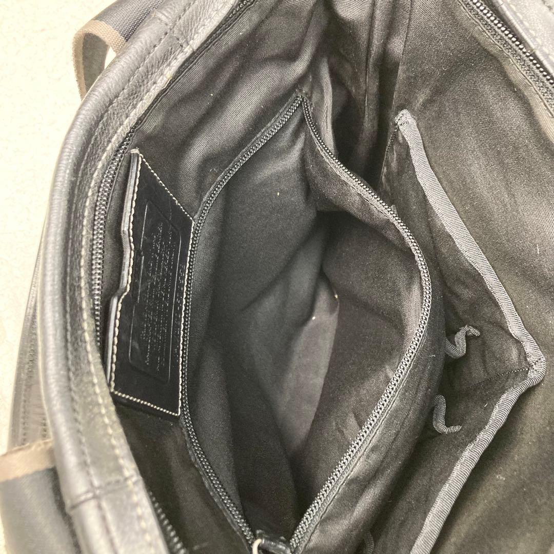 美品 コーチ 2way トートバッグ ヘリテージ レザー A4収納 ブラック 黒