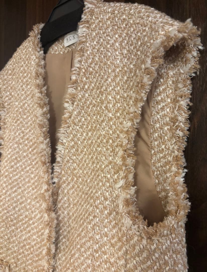 プラステ ツイード ミドルジレ ベスト M ベージュ