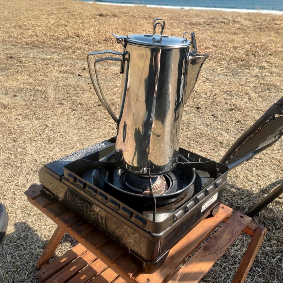 [美品＆直火OK]　ステンレス製　焚き火ケトル　大容量2.0L　キャンプにも