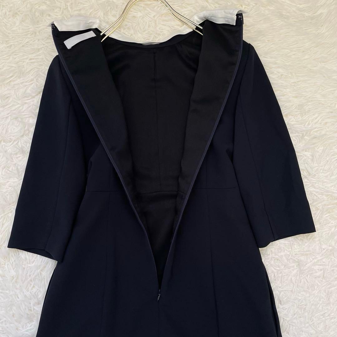 美品✨️セルフォード 襟付きワンピース ロングワンピース ネイビー 36