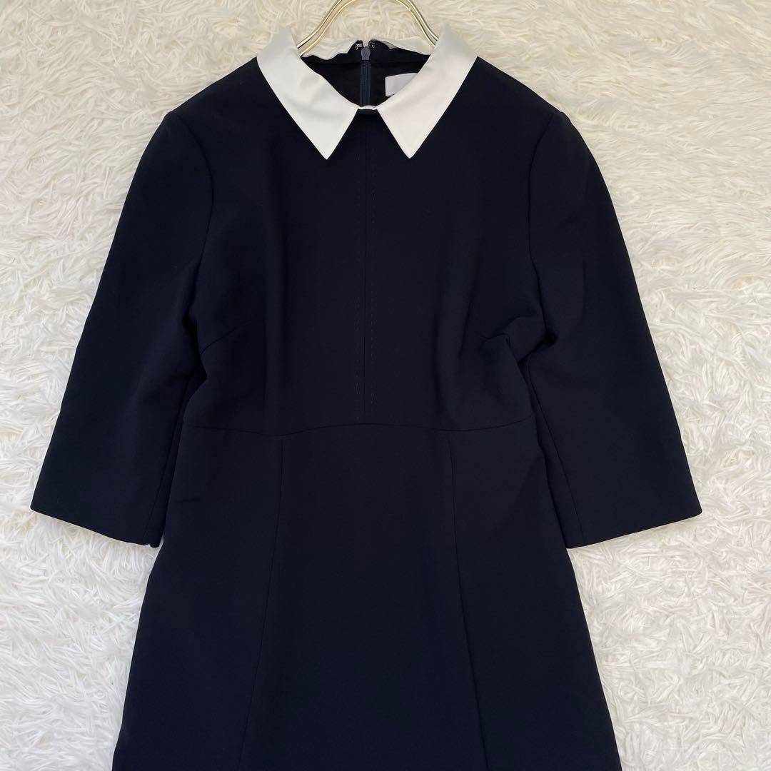 美品✨️セルフォード 襟付きワンピース ロングワンピース ネイビー 36