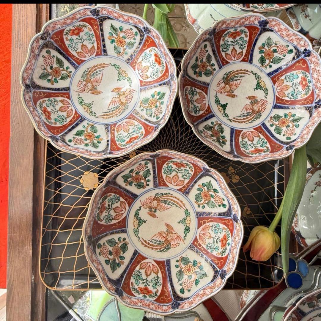 Y様のお皿です‼️『桐花鳳凰文様』切支丹皿松梅桐菊8客➕1木箱入り